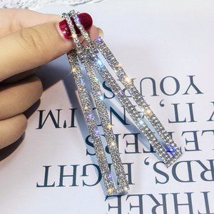 2 in 1 Square Geometric Earrings in Silver design